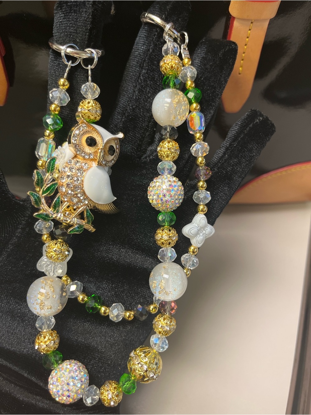 Owl Purse Beaded Bag  Charm | Crystal Handbag Charm | Rhinestone Owl Keychain